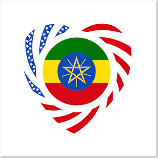 Ethiopian American Multinational Patriot Flag (Heart) Posters and Art